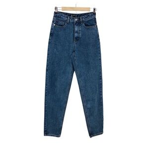 PRETTYLITTLETHING Cotton Blend Blue Straight Leg High Waisted Mom Jeans Size 2